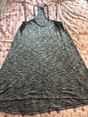 American Eagle Outfitters Heathered Navy Gray Strapless Dress